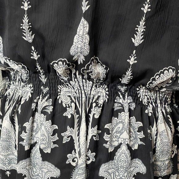 MPH Flowy Blouse Boho Black White Small - Picture 8 of 11